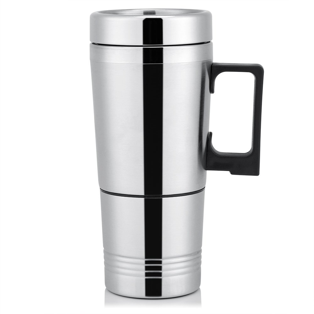 12V Car Heating Cup Car Heated Mug, 300ml Stainless Steel Travel Electric Coffee Cup Insulated Heated Mug(24V)