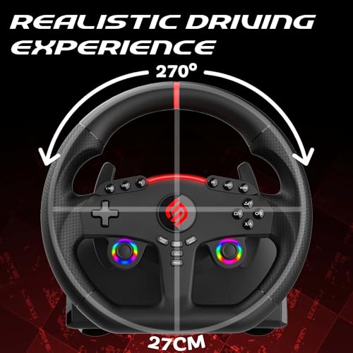 Image of SUBSONIC Superdrive 270 GT Racing Wheel Xbox Series Switch 2 /Switch PS4 PC | Steering Wheel, Dual Joysticks, Pedals, Gear Shifter for GTA 6 & Farming Simulator - Vibration, Diameter 27 cm, Rotation 270