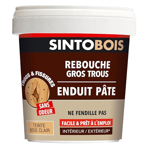 SINTO - Reboucher les gros trous - Mastic - Prêt à l'emploi - Poncer et...