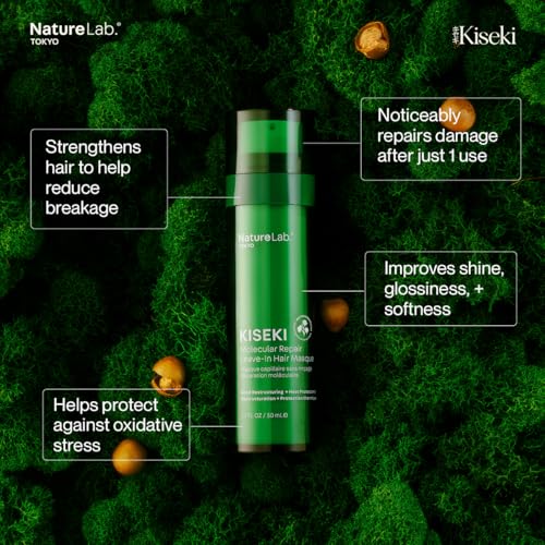 NATURELAB. TOKYO Kiseki Molecular Repair Leave-In Hair Masque – Deep Conditioning Treatment to Restore, Strengthen & Bond Damaged Hair – Repair Split Ends, Add Shine & Smoothness – 1.7 Fl Oz