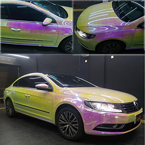 Asendiway Holographic Rainbow Chrome Car Adhesive Vinyl Wrap Gloss Decal Sticker Film Sheet Air Bubble Free Diy Vinyl, Pink, 1Ft X 4.5Ft #TOP1