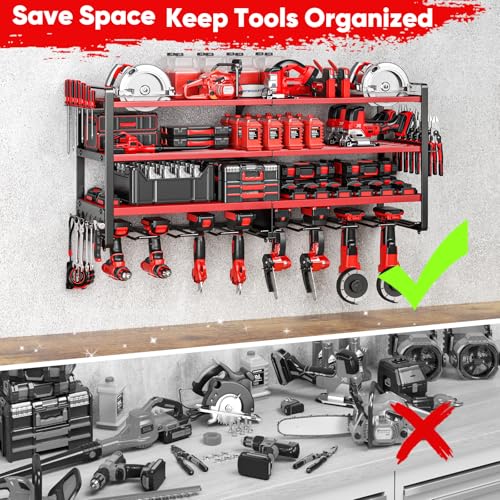 image for POKIPO Upgrade Large power tool organizer Wall Mount,4 Layers Heavy Du