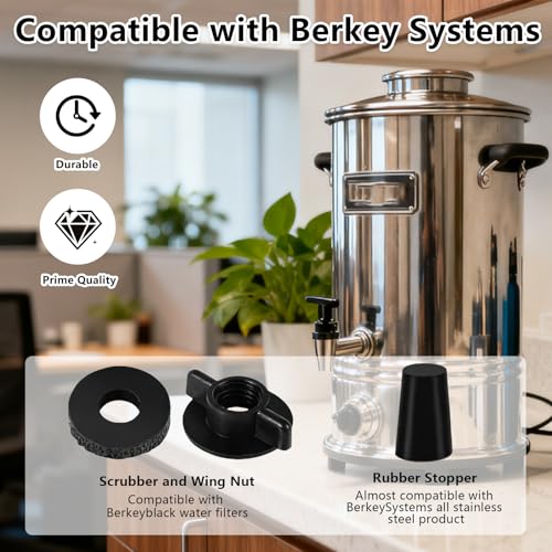GVSS Ersatz-Set für Wasserfiltersystem für Berkey, 12-teilig, enthält 4 Flügelmuttern, 4 Dichtungen und 4 schwarze Silikonkappen, kompatibel mit Schwerkraft-Wasserfilter für Berkey