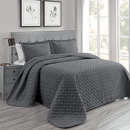 PHRIXUS Oversized King Quilt (118"x106"), Bedspreads King Size Grey Quilt Cover, Light Weight Soft Microfiber All Season Coverlet Modern Style, King/Cal King