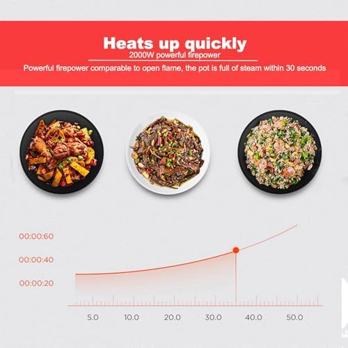 2000W Automatic Fried Rice Maker, 6L Touch Screen Stir Fry Machine, 360 Rotation Drum