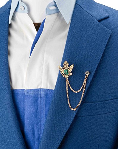 Knighthood Men's Golden Crown Stone With Hanging Chain Brooch Golden Crystal Suit Stud Lapel Pin Vintage Rhinestone Wedding Pin2