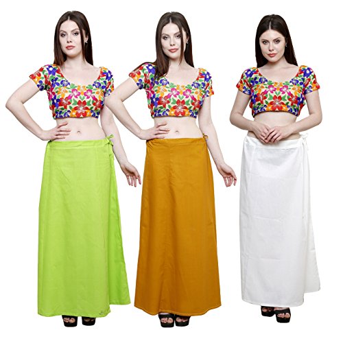 Image of Pistaa combo of 3 Women's Cotton Best Indian Readymade Inskirt Saree petticoats