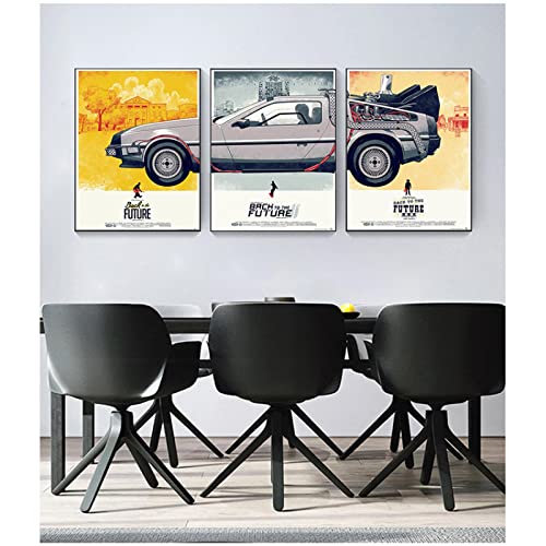 Cadeau garçon affiche Retour vers le Futur triptyque peinture toile chambre
