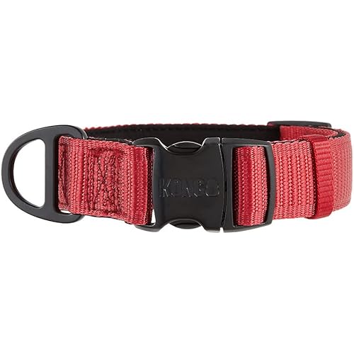 KONG Max HD Ultra Durable Neoprene Padded Dog Collar (Small, Red)