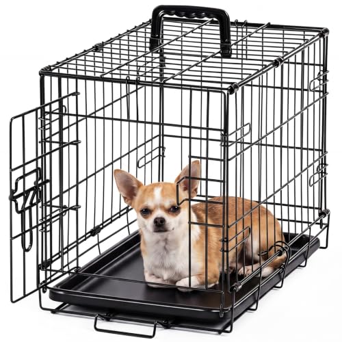 Image of Sweetcrispy Dog Crate, 18 Inch Small Dog Cage, Foldable Puppy Pet Kennel
