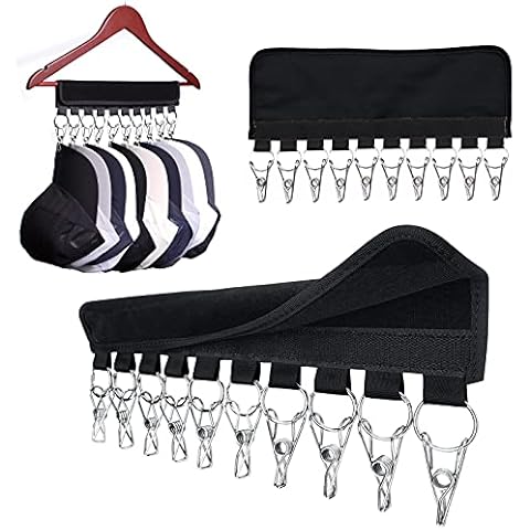 iPstyle Hat Organizer Holder Hat Rack for Hanger Hat Storage, 10 Large Holder Clips to Hang Baseball Ball Caps, Winter Beanie, Glove, Clothes, Socks, Fit All Size Hangers 2 Pack Cover