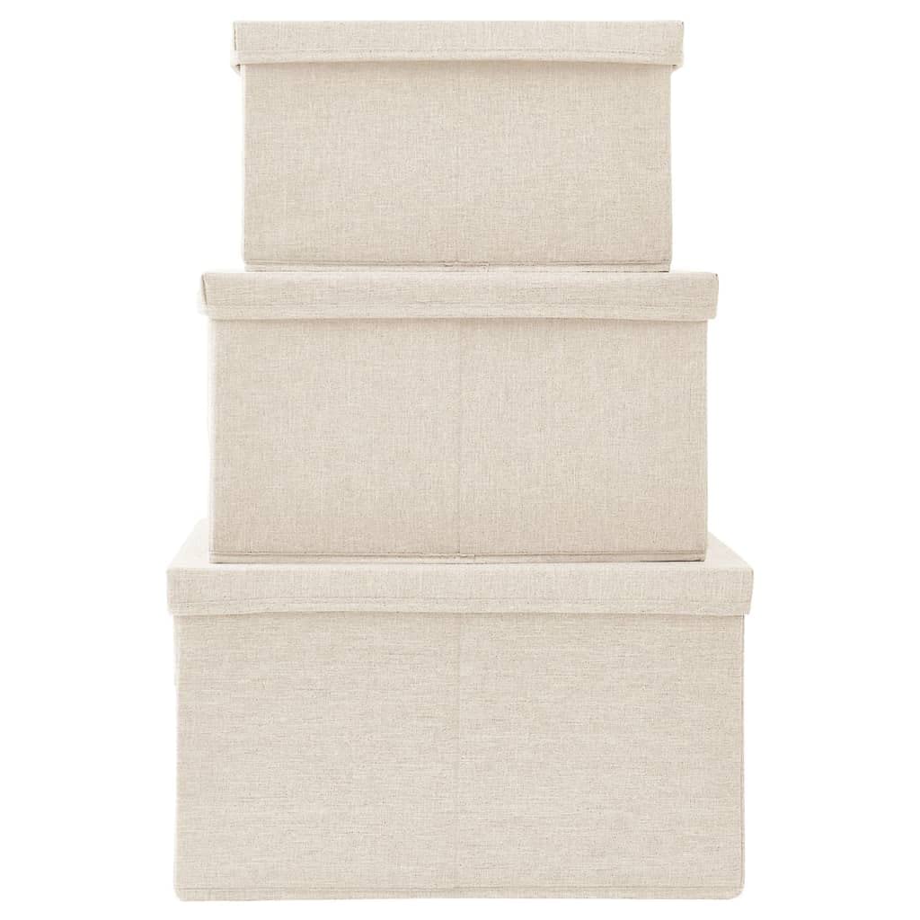 3-teiliges faltbares Aufbewahrungsboxen Set aus strapazierfähigem Stoff mit Griffen, platzsparend zusammenfaltbar, ideal für Spielzeug, Schals, Socken und Bücher