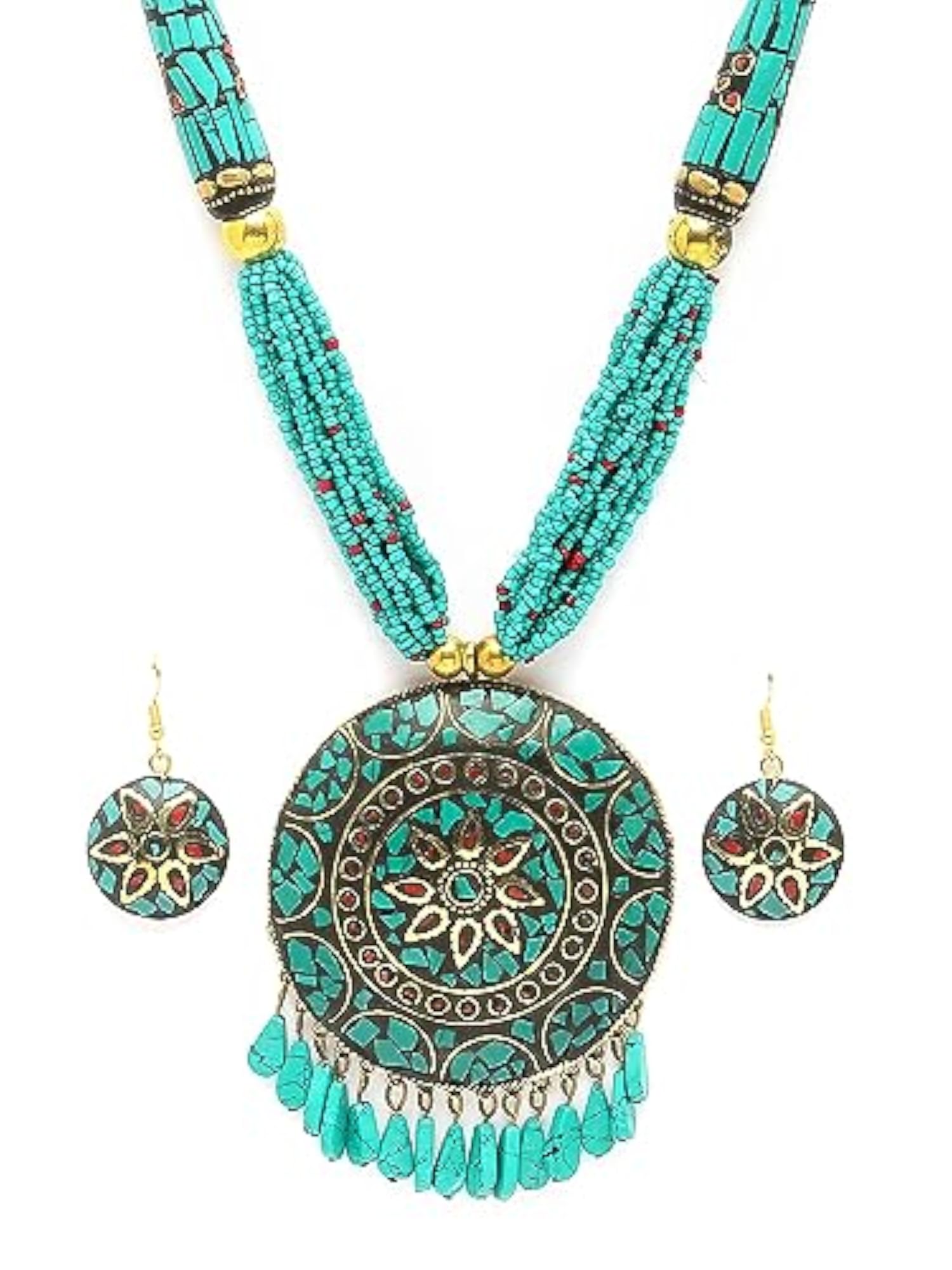Stylish Traditional Tibetan Pendant Necklace Set