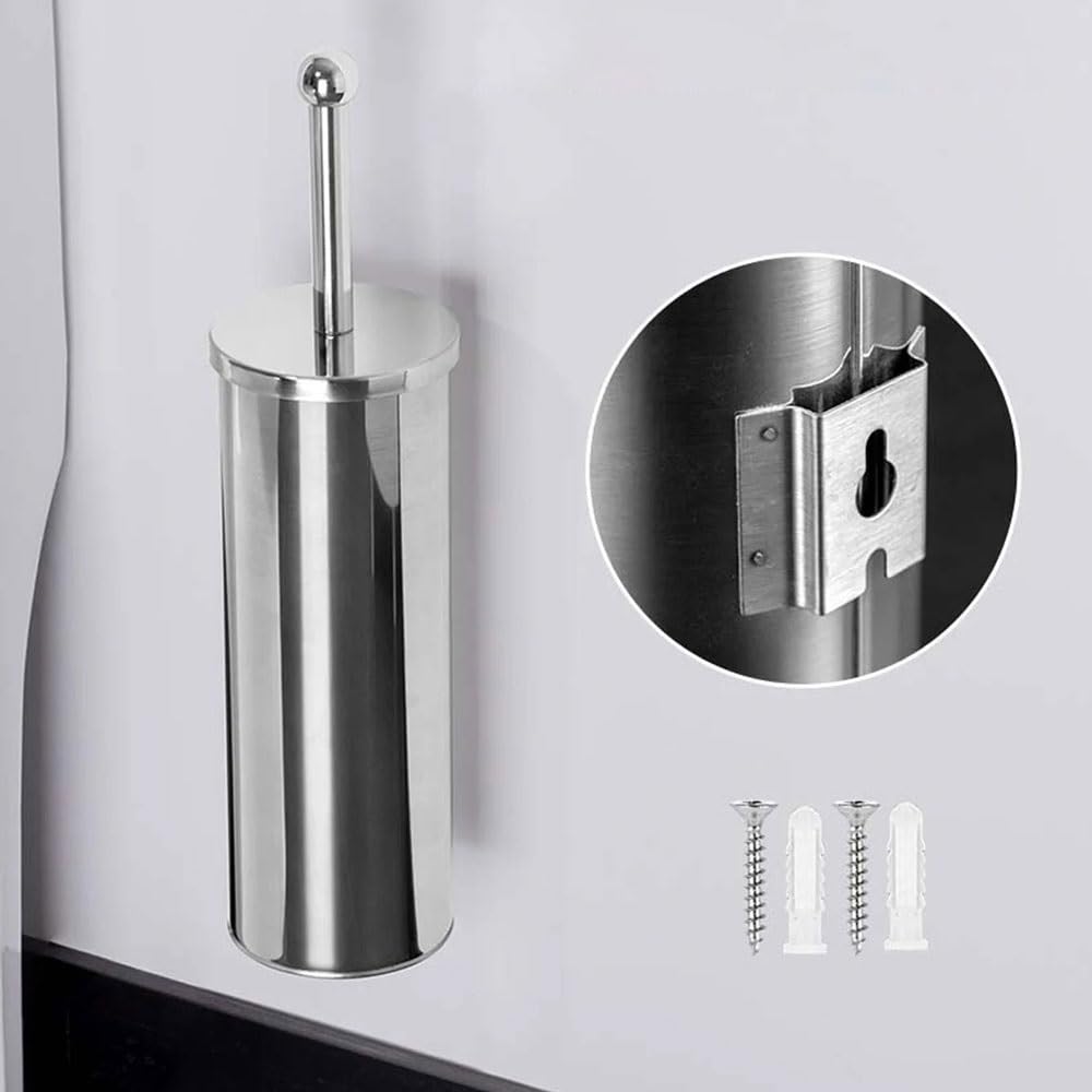 Cepillo WC de pared de acero inoxidable para baño, cepillos redondos con soporte