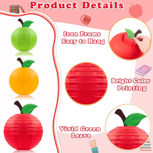 Image of 20Pcs Back to School Decorations Apple-Shaped Paper Lanterns Hanging Swirls Classroom First Day of School Fruit Fall Party Home Decor