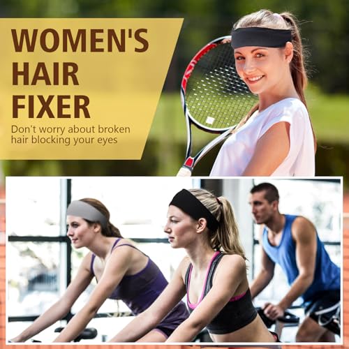 Image of 18 Pcs Sports Sweatbands for Men Women Camo Headbands Workout Non Slip Headbands Breathable Head Band Fitness Stretchy Unisex Hairband for Yoga Running Cycling Ball