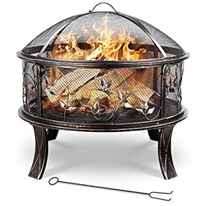 Vuurschaal vuurkorf tuin, met vonkenbescherming, pookhaak en kolenrooster, voor verwarming/BBQ, vuurschaal voor tuin…