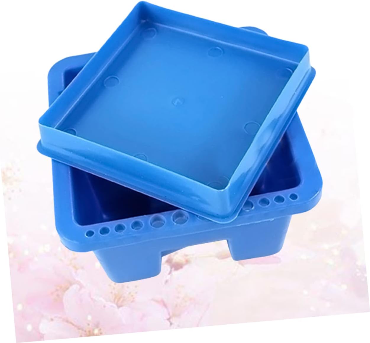 Lurrose 2pcs Blue Plastic Brush Washer Bucket Slots Multi-functional Square Paint Brush Cleaner for Students and Artists for Watercolor and Oil Painting Supplies
