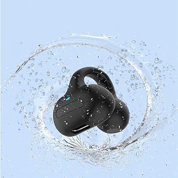 Bluetooth Ear Clip Wireless Earbud Open Ear Headphone - Bone Conducting Induction Earphone for Workout, Cycling, Running (Black)