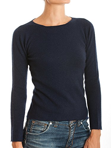 Dalle Piane Cashmere - Rundhalsausschnitt 100% Kaschmir, Made in Italy - Damen, Farbe: Blau, Größe: M