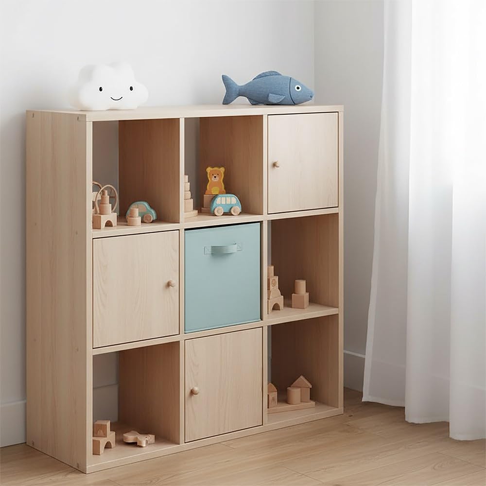Box and beyond - Set mit 12 Aufbewahrungskörben – 31 x 31 x 31 cm – grüner Stoff – faltbar – mit Griffen – Aufbewahrung, Deko – Schlafzimmer, Wohnzimmer, Büro – moderner Stil