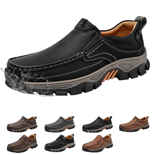 Men's Slip on Loafers Shoes Leather Waterproof Extra Wide Lightweight Casual Walking Shoes Breathable Non Slip Comfortable Sneakers