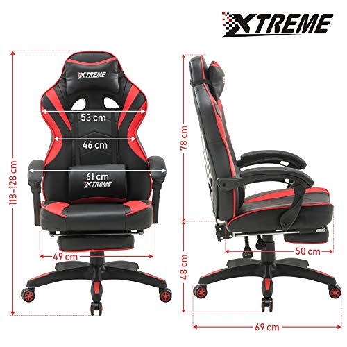 Xtreme Gamingstoel, stoel, ergonomische bureaustoel, computerstoel, draaistoel, met hoofd-, lenden- en voetensteun… - Image 7