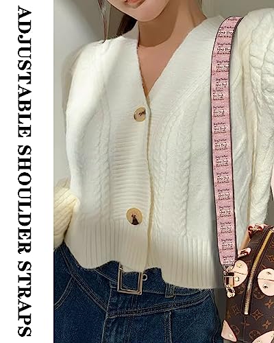Image of Purse Straps Rose Gold Buckles Wide Shoulder Strap,Fashion Adjustable Replacement Belt for Crossbody Canvas Bag Handbag(Stay Positive Inspirational Quote)