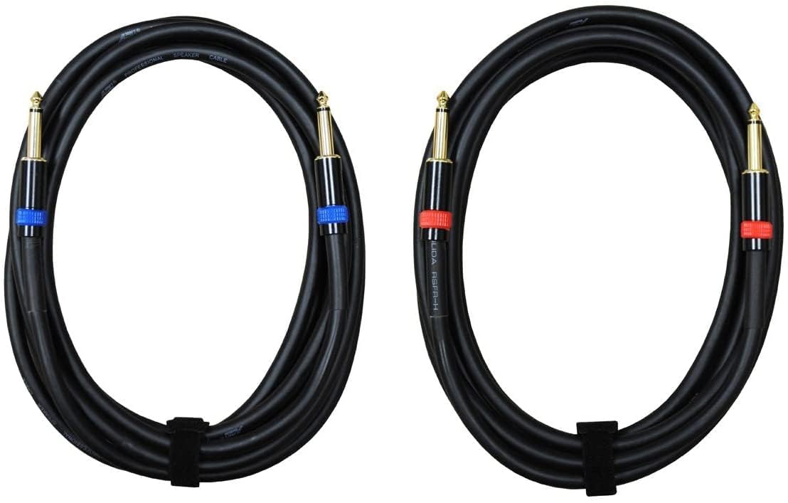 AUDIO 2000'S ADC99100 Two-Pack 25-Foot 1/4-Inch to 1/4-Inch 14 Gauge (14 AWG) Loud Speaker Cables (Total Two 25-Foot Speaker Cables)
