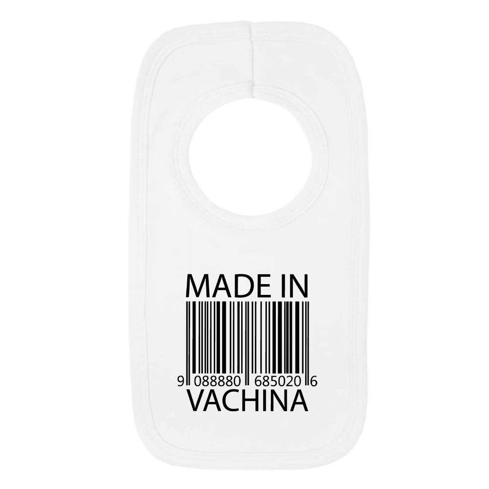 Kickass Tees Made in Vachina 1 Baby Bib One Size White Funny Naughty Cute New Born Gift Present