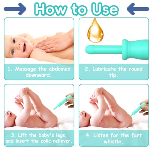 Image of uhfi Gas and Colic Reliever for Babies, 20 Count Natural Solution Effective Instant Constipation Gas Relief for Babies Boys Girls Colic and Gas Relief, Green