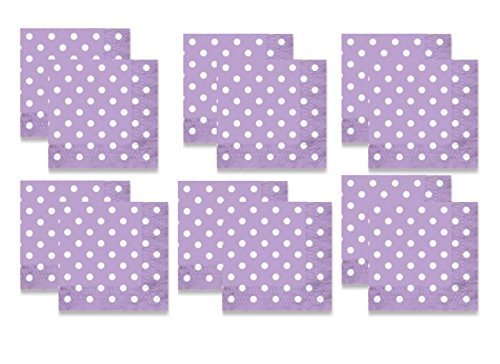 LolliZ® Luncheon Napkins, 12 Pcs Polka Dots Lavender, 13