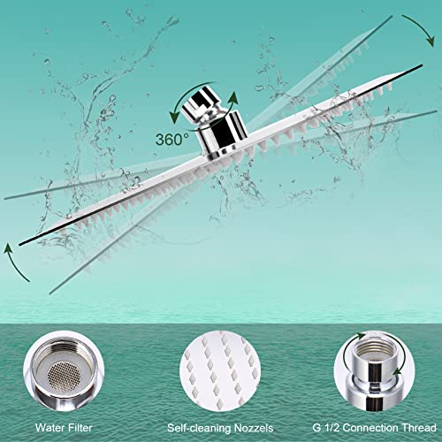 Image of Filter Shower Head, High Pressure 8 Inch Rainfull with Filter Combo for Hard Water, Remove Chlorine Fluoride and Harmful Substances- 1 Replaceable Filter Cartridge (Square, Chrome)