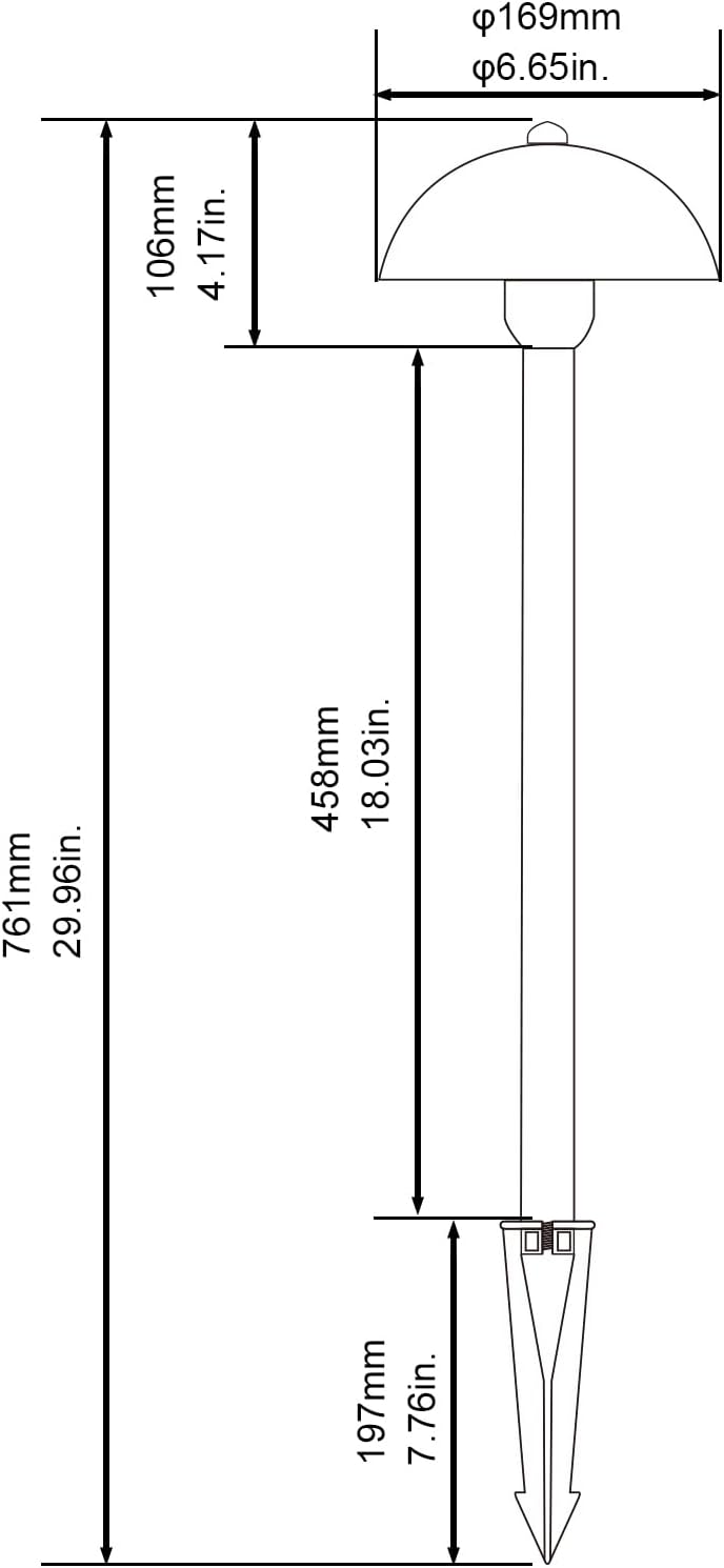 DOSHINE® Solid Brass Low Voltage Landscape Lighting Pathway Lights (6.5" Shade, 22" Tall) with Replaceable 3W G4 LED Bulb 3000K AC/DC 12V and Ground Stake for Outdoor Walkway Driveway (MUS, 4-Pack)