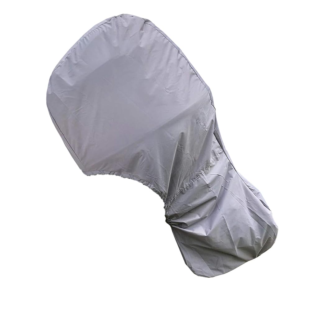 BaCover Full Boat Motor Cover with Zipper, Waterproof, UV-Proof, 420D Outboard Motor Cover Waterproof Boat Engine Cover,Silver,40HP to 50HP
