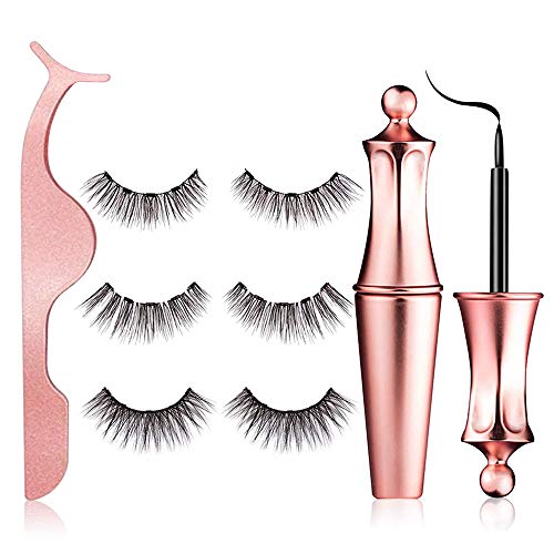 Magnetic Eyelashes and Magnetic Eyeliner Kit, Upgraded New Style 5 Magnets Natural Look