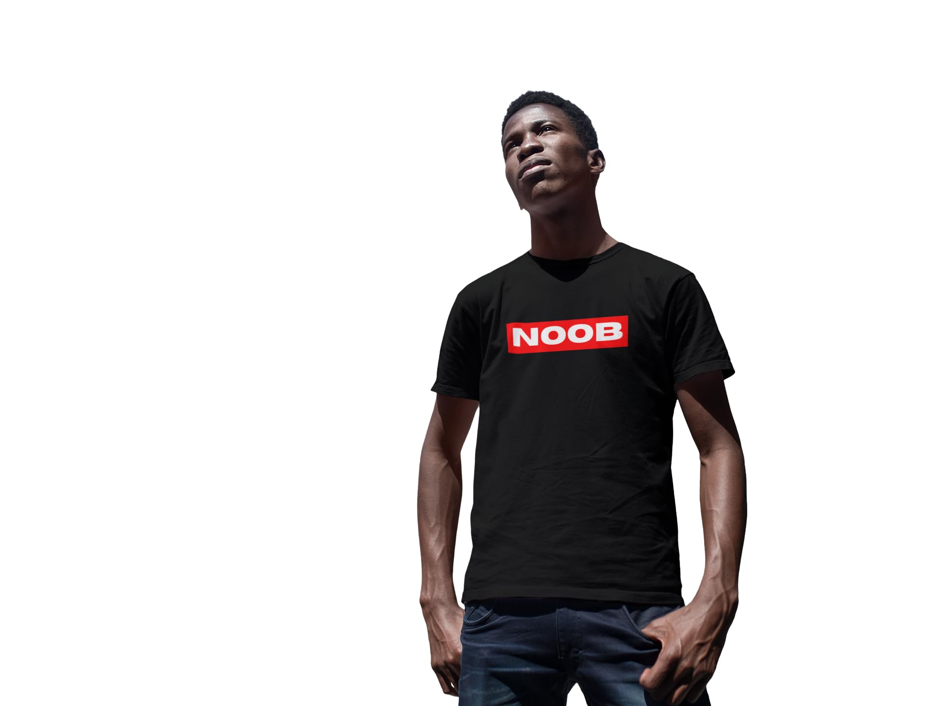 GenericBlack Cotton Meme Printed T-Shirt: Flaunt Your Humorous Side | Perfect for Meme Enthusiasts | NOOB (L Size)