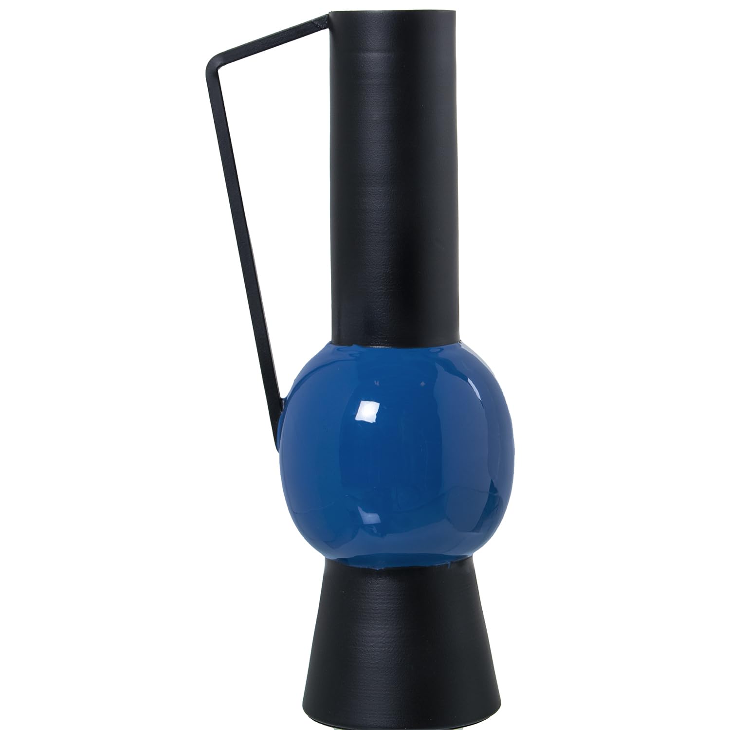 Vase en métal bleu canard 13x10x32cm grand soliflore design salon