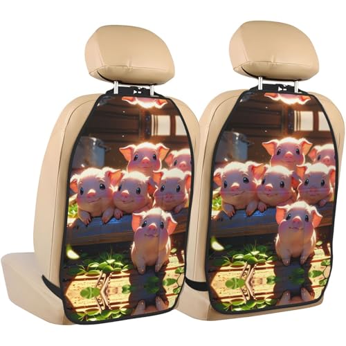 WZYWHJ Baby Pig Prints Car seat Anti Kick Storage pad 2 Pieces, Multi-Functional Storage Bag seat Protector After Installation