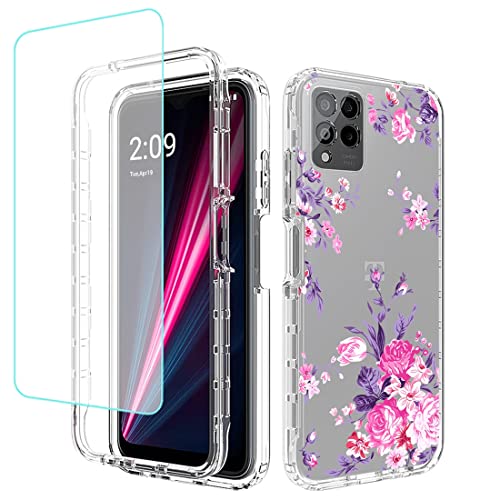 Coque REVVL 6 Pro 5G fleur rose avec verre trempé