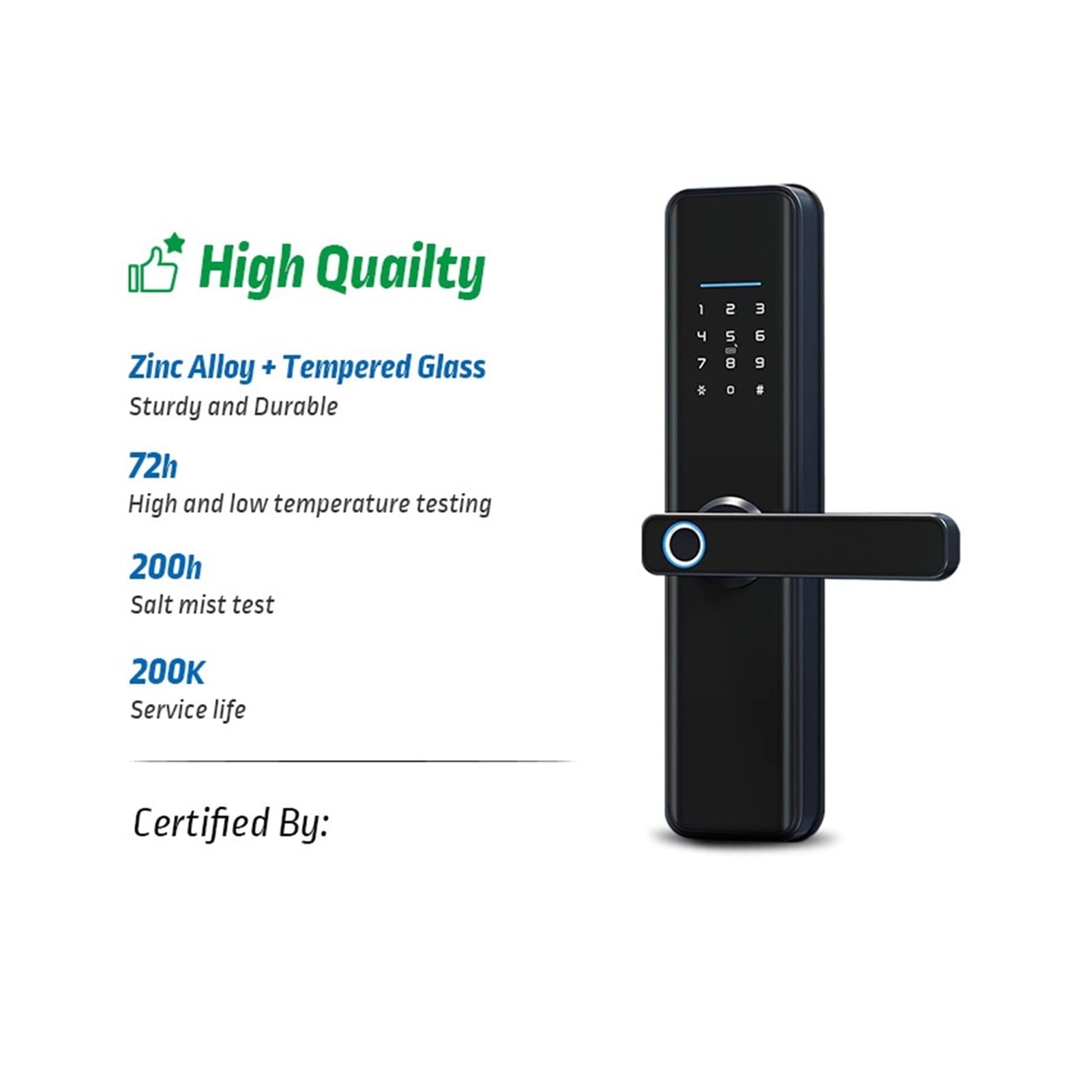 Impronta digitale Impermeabile Cerradura Inteligente Fechadura Eletronica Smart Door Block(X7ty-5072)