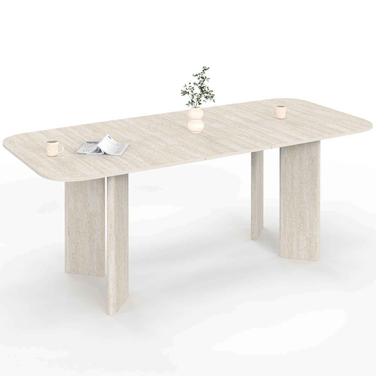 IDMarket - Table à Manger Extensible rectangulaire Arrondie Capucine