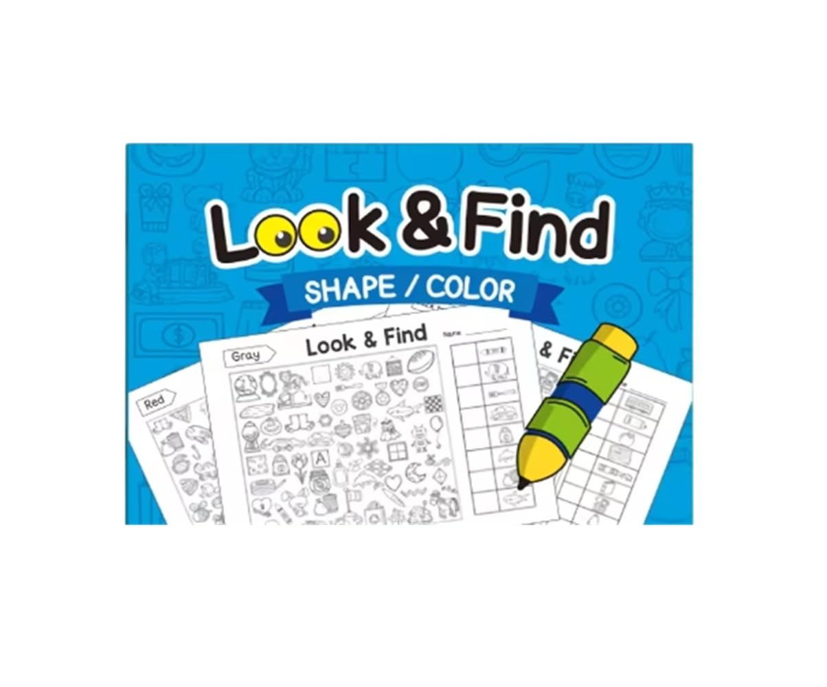 CAA Trading™ Children's Look & Find Colour Activity Book Search Spot Boost Observation Primary School Travel Preschool Activities 32 Pages