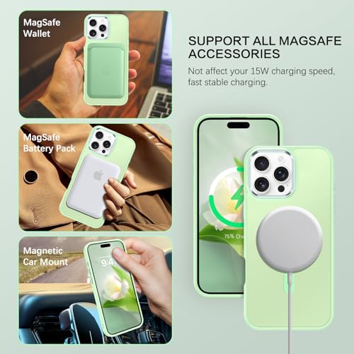 Image of BENTOBEN for iPhone 16 Pro Case [Compatible with Magsafe] Magnetic Matte Phone Case iPhone 16 Pro Translucent Slim Thin Shockproof Women Men Protective Cover Cases for iPhone 16 Pro 6.3 inch, Matcha Green