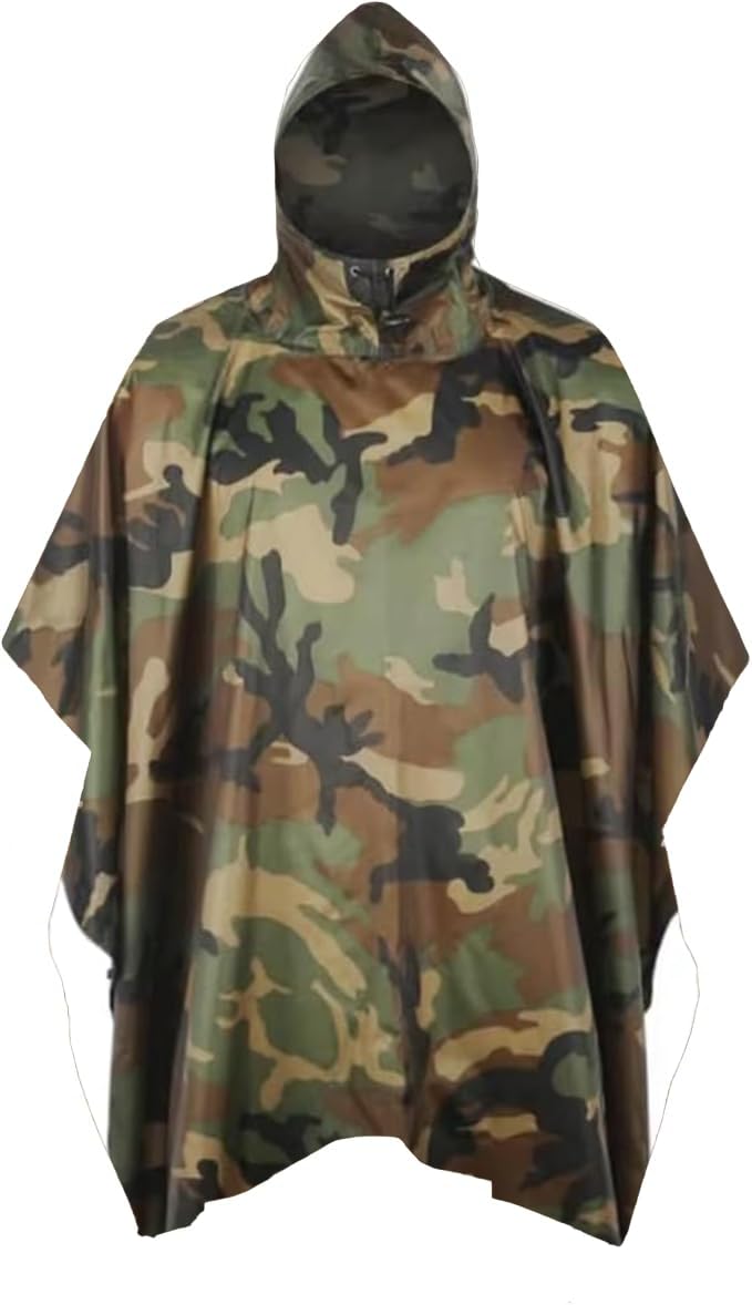 Fousam Unisex 4Cwl 41"X55" Rain Poncho, Military Tactical Poncho Camo Multi Use Waterproof Rain Coat