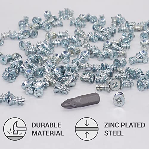 SKIR'CO (100 pcs) Zinc Plated Euro Screws 6.3 x 9.5 mm, Drawer Runner Screws, Flat Countersunk Head, Hinge Screws - Image 3