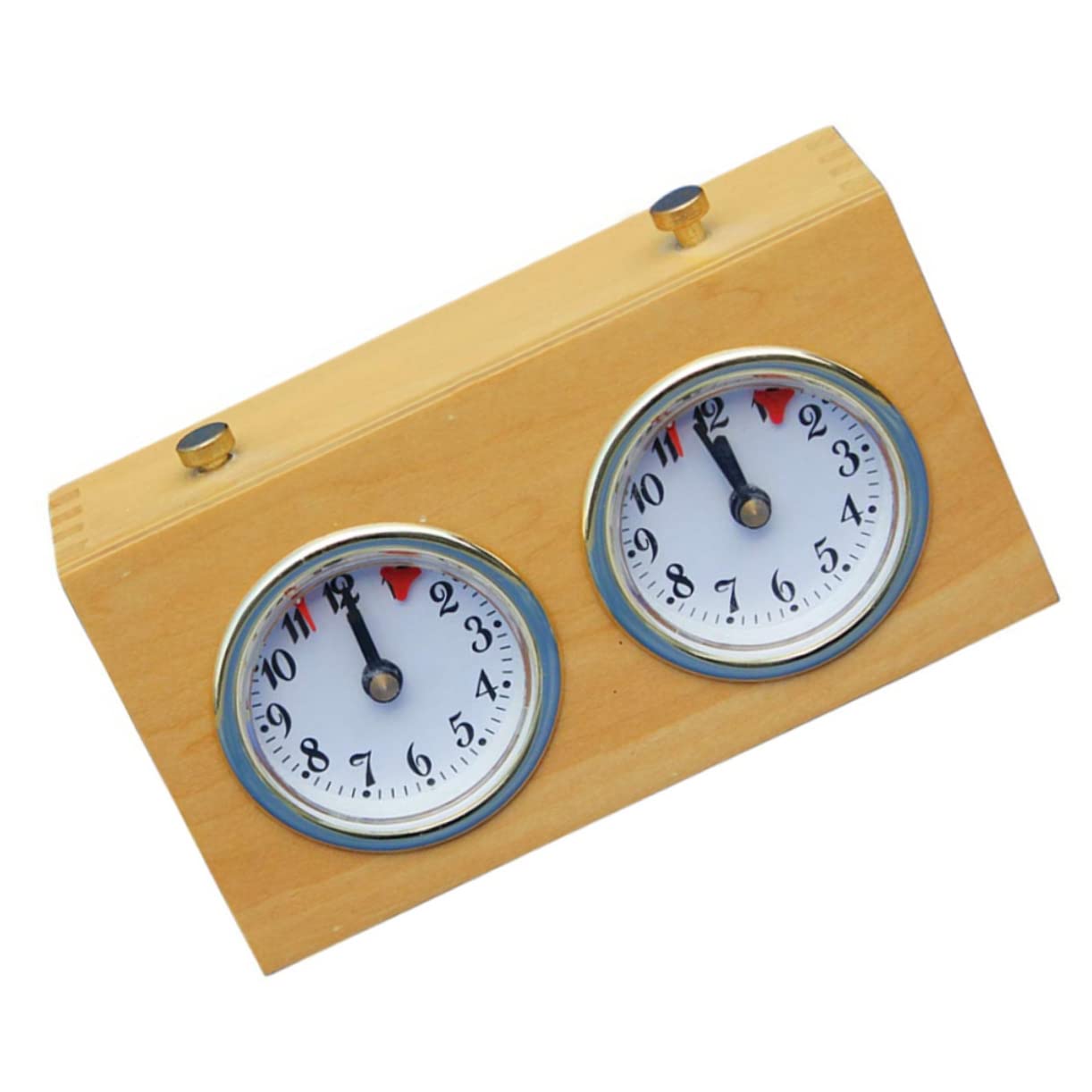 Toyvian Horloge Échecs Mécanique Portable en Bois Structure Simple, Minuterie Pratique pour Jeu D'échecs et Échecs Chinois en Compétition
