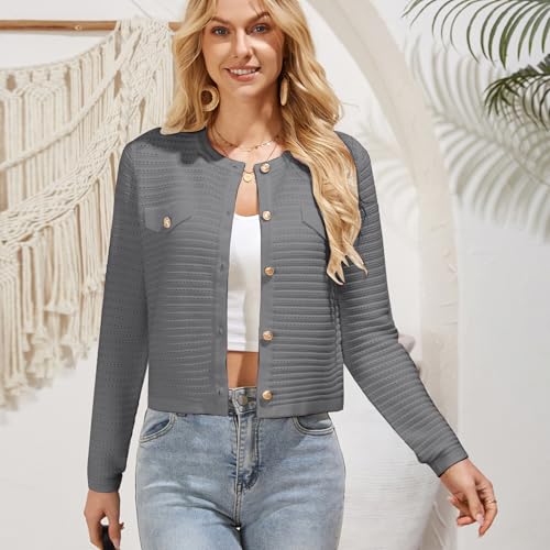 Image of GRACE KARIN Women's Knit Cardigan Sweaters Long Sleeve Open Front Button Down Trendy Jackets Lightweight Summer Outfits