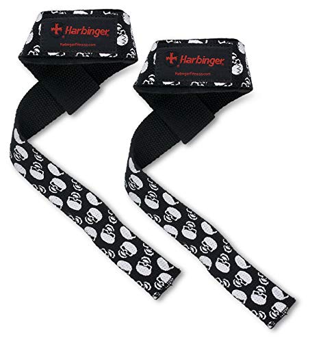 Harbinger Padded Cotton Lifting Straps with NeoTek Cushioned Wrist (Pair), Skulls