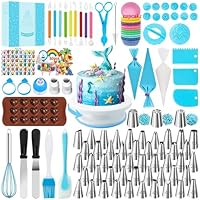AZOMKER Piatto Girevole per Torte, Kit Pasticceria, Kit Pasticceria Professionale, Set Pasticceria, Pasticceria Accessori, Accessori Pasticceria, Bocchette Sac a Poche Professionali (290 Pezzi)